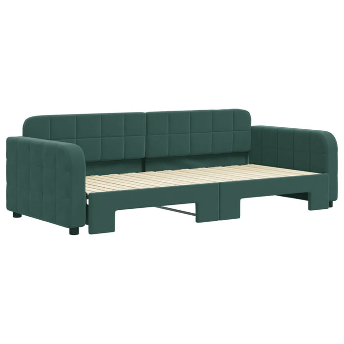 Divano Letto con Letto Estraibile Verde Scuro 90x200cm Velluto 3196931