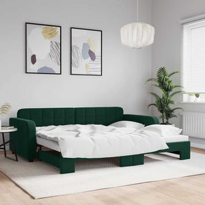 Divano Letto con Letto Estraibile-Sofa Letto-Daybed Verde Scuro 90x200cm Velluto 148856