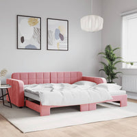 Divano Letto con Letto Estraibile Rosa 90x200 cm in Velluto 3196932