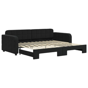 Divano Letto con Letto Estraibile-Sofa Letto-Daybed Nero 90x200 cm in Velluto 703227