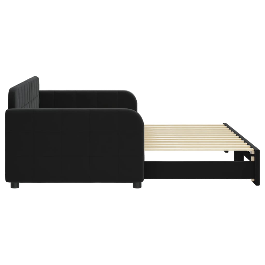 Divano Letto con Letto Estraibile Nero 90x200 cm in Velluto