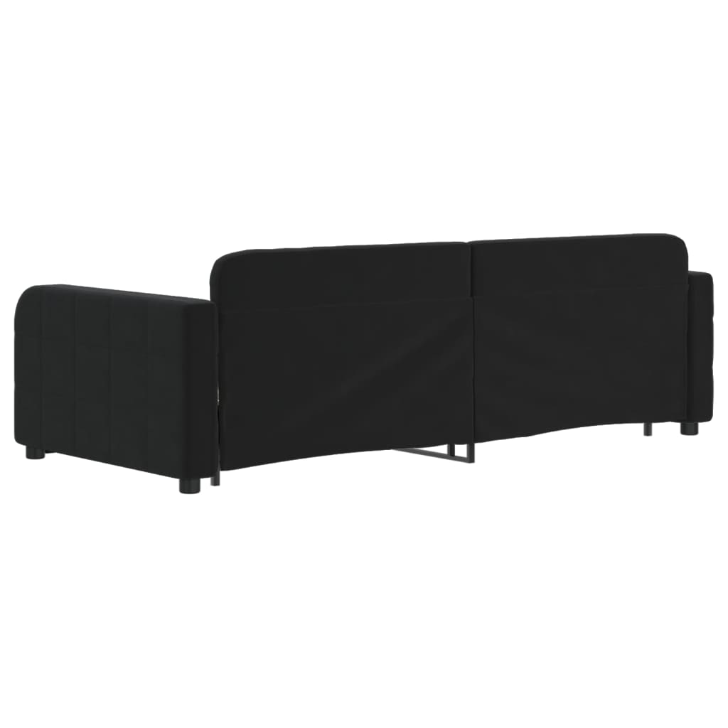 Divano Letto con Letto Estraibile Nero 90x200 cm in Velluto