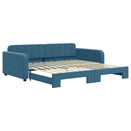 Divano Letto con Letto Estraibile Blu 100x200 cm in Velluto 3196935