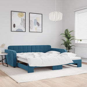Divano Letto con Letto Estraibile-Sofa Letto-Daybed Blu 100x200 cm in Velluto 699649