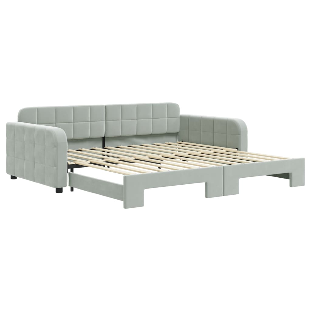 Divano Letto con Letto Estraibile-Sofa Letto-Daybed Grigio Chiaro 100x200 Velluto 932509