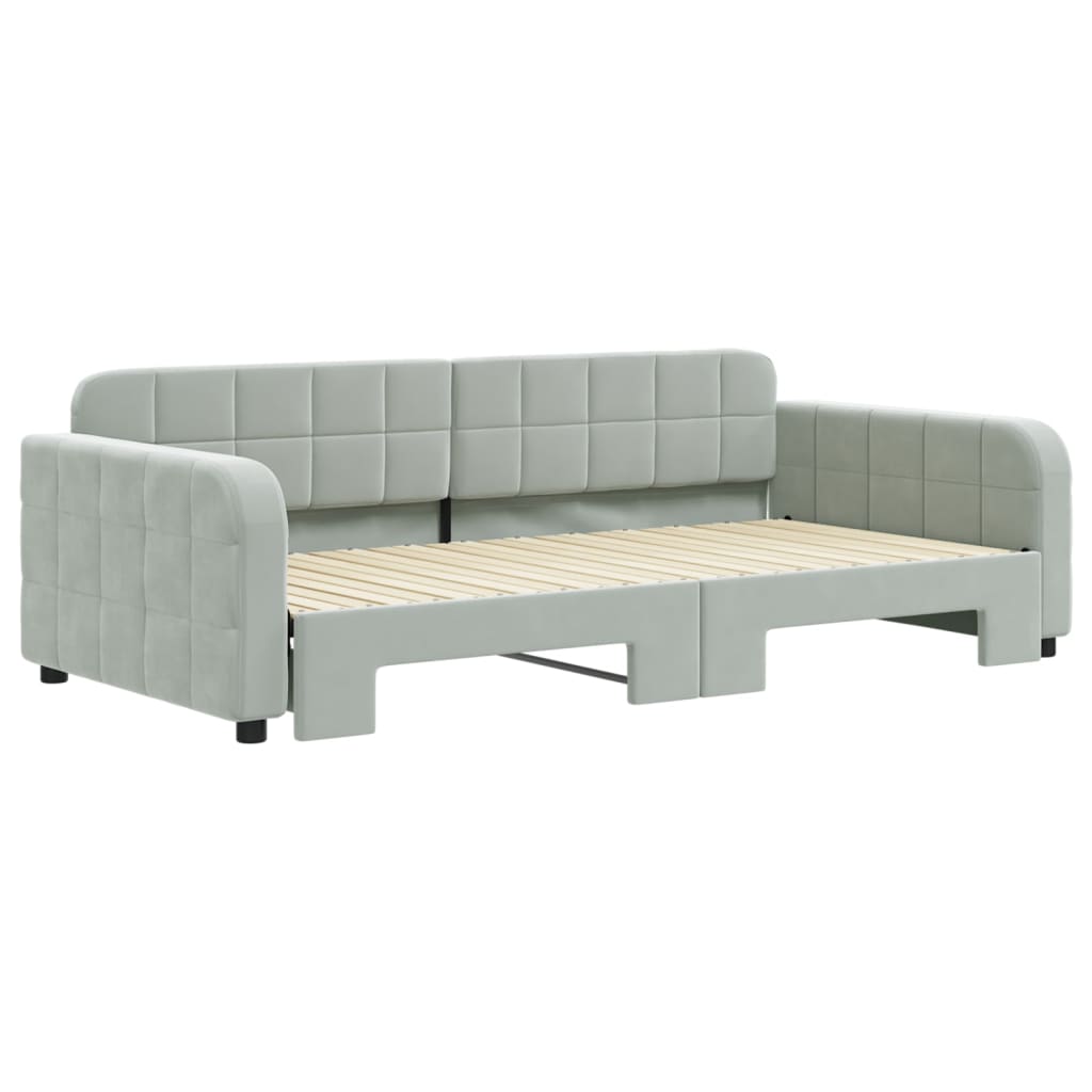 Divano Letto con Letto Estraibile-Sofa Letto-Daybed Grigio Chiaro 100x200 Velluto 932509