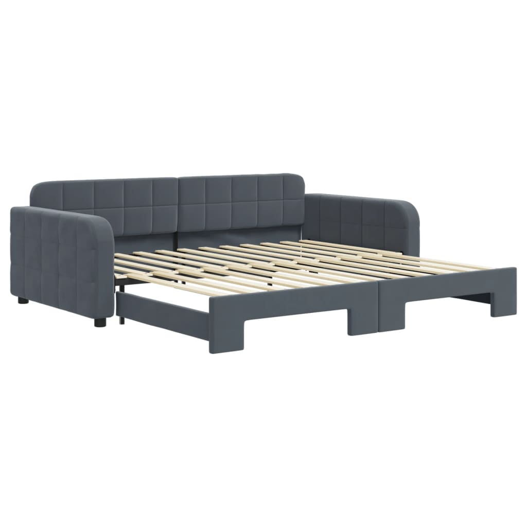 Divano Letto con Letto Estraibile Grigio Scuro 100x200 Velluto