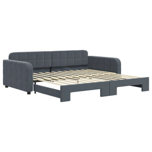 Divano Letto con Letto Estraibile Grigio Scuro 100x200 Velluto