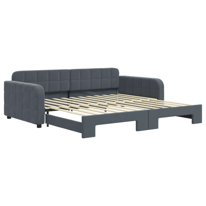 Divano Letto con Letto Estraibile Grigio Scuro 100x200 Velluto
