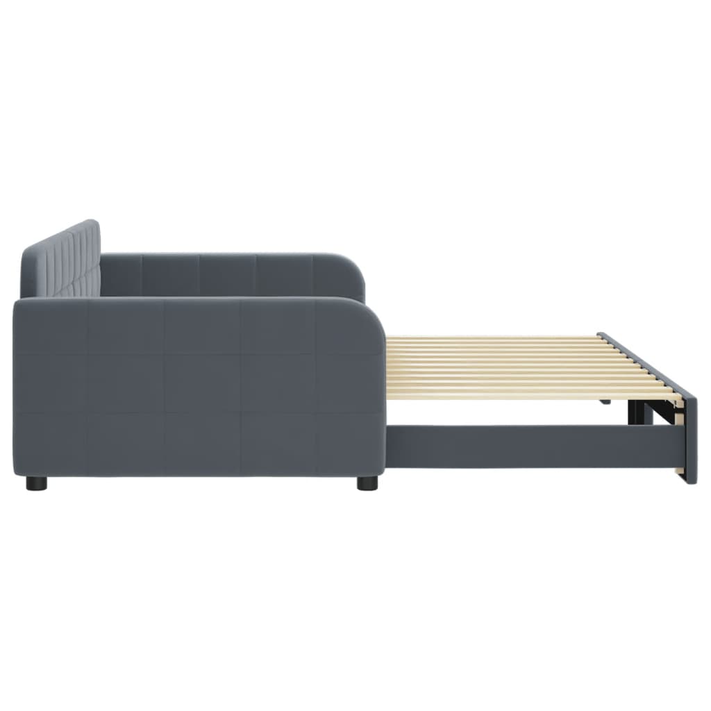 Divano Letto con Letto Estraibile Grigio Scuro 100x200 Velluto