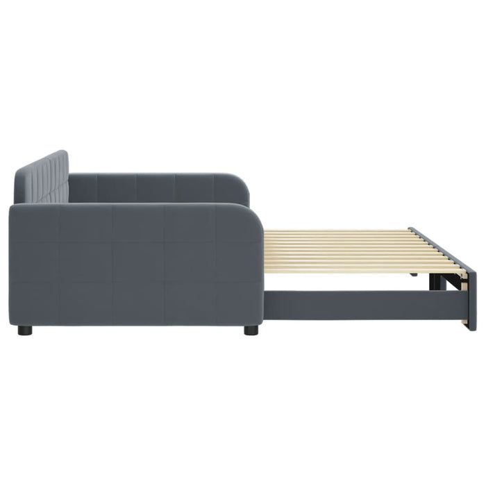 Divano Letto con Letto Estraibile Grigio Scuro 100x200 Velluto