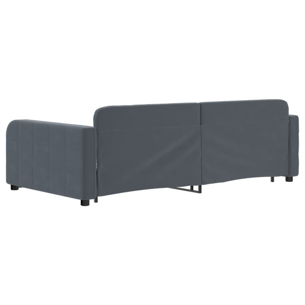Divano Letto con Letto Estraibile Grigio Scuro 100x200 Velluto