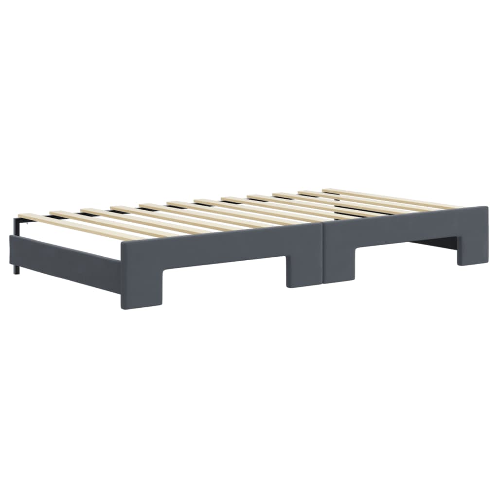 Divano Letto con Letto Estraibile Grigio Scuro 100x200 Velluto