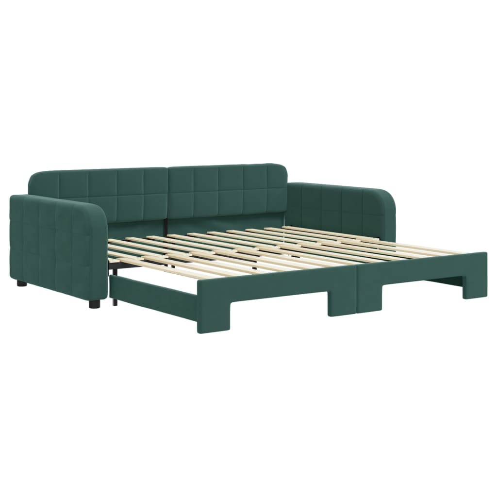 Divano Letto con Letto Estraibile Verde Scuro 100x200cm Velluto 3196938
