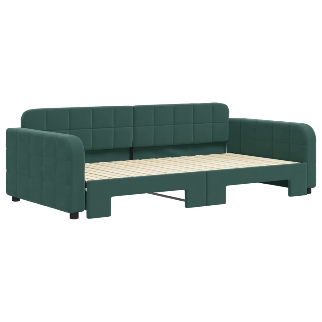 Divano Letto con Letto Estraibile Verde Scuro 100x200cm Velluto 3196938