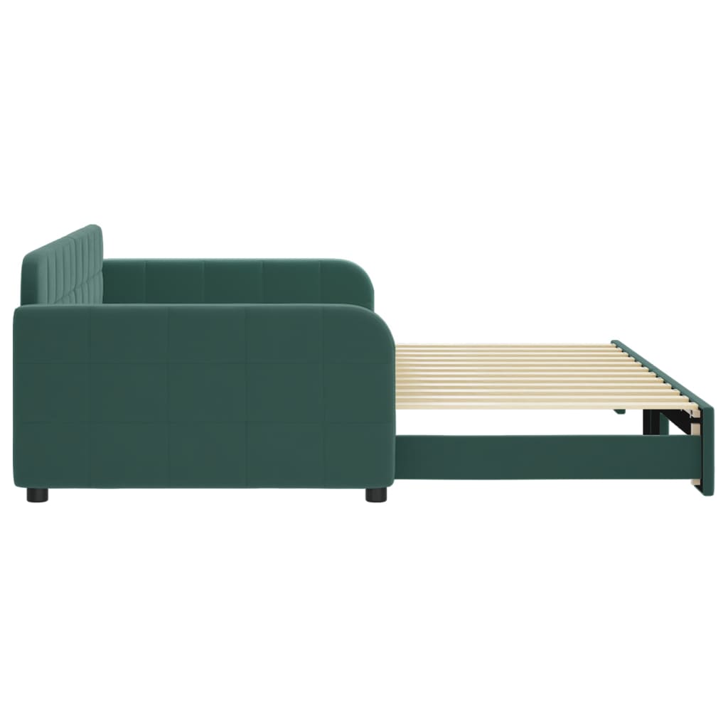 Divano Letto con Letto Estraibile Verde Scuro 100x200cm Velluto 3196938