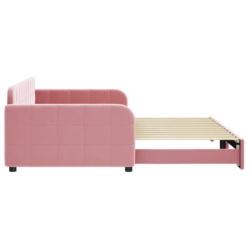 Divano Letto con Letto Estraibile Rosa 100x200 cm in Velluto 3196939