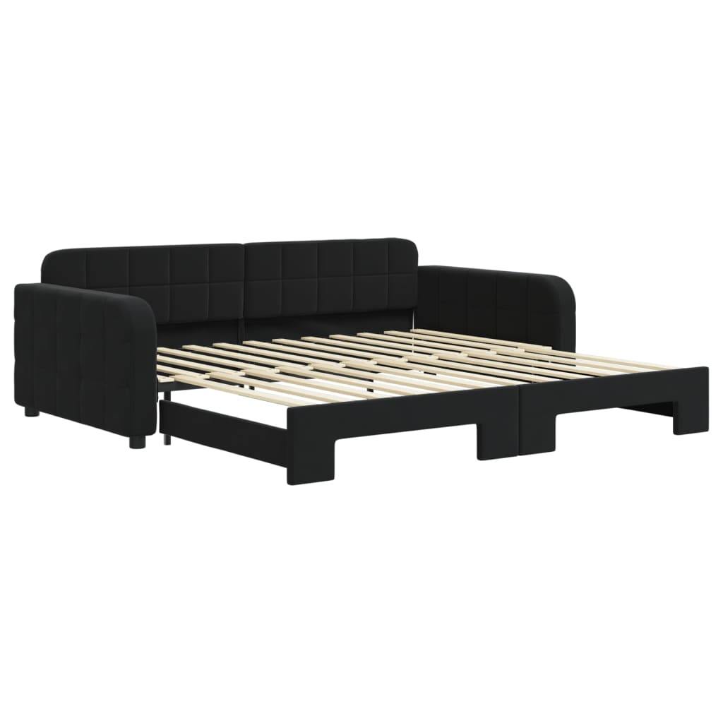 Divano Letto con Letto Estraibile Nero 100x200 cm in Velluto 3196940