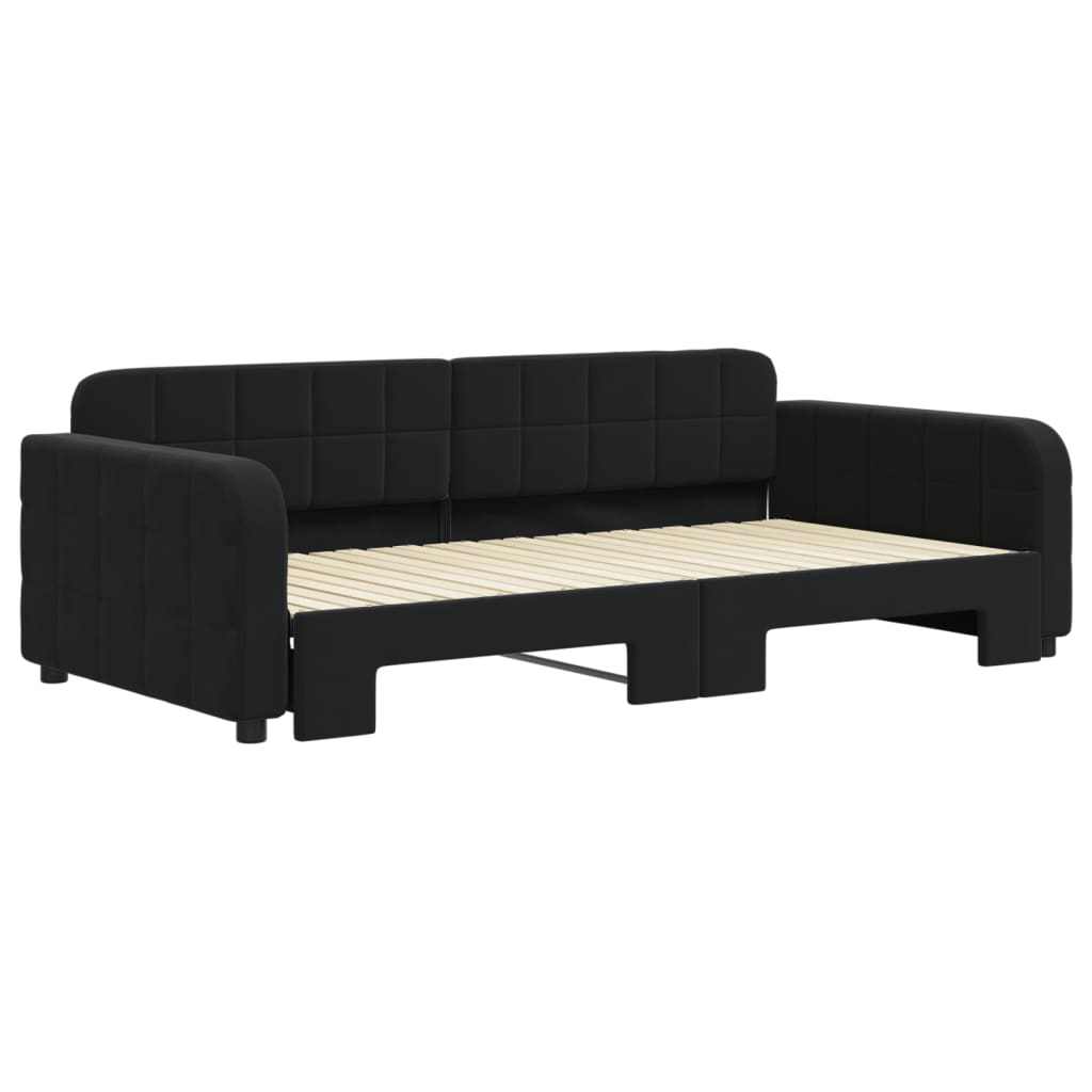 Divano Letto con Letto Estraibile-Sofa Letto-Daybed Nero 100x200 cm in Velluto 376154