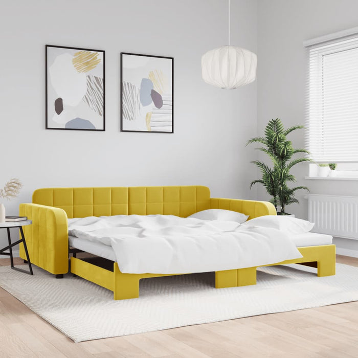 Divano Letto con Letto Estraibile-Sofa Letto-Daybed Giallo 100x200 cm in Velluto 564348