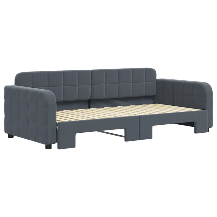 Divano Letto con Letto Estraibile Grigio Scuro 90x190cm Velluto 3196943