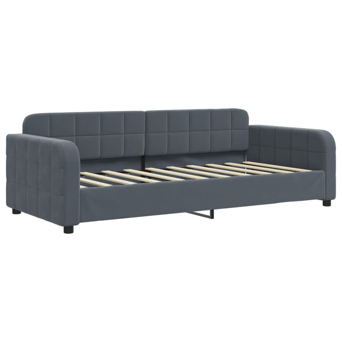 Divano Letto con Letto Estraibile Grigio Scuro 90x190cm Velluto