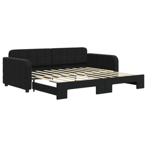 Divano Letto con Letto Estraibile Nero 90x190 cm in Velluto 3196944