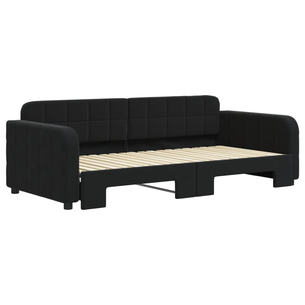 Divano Letto con Letto Estraibile Nero 90x190 cm in Velluto