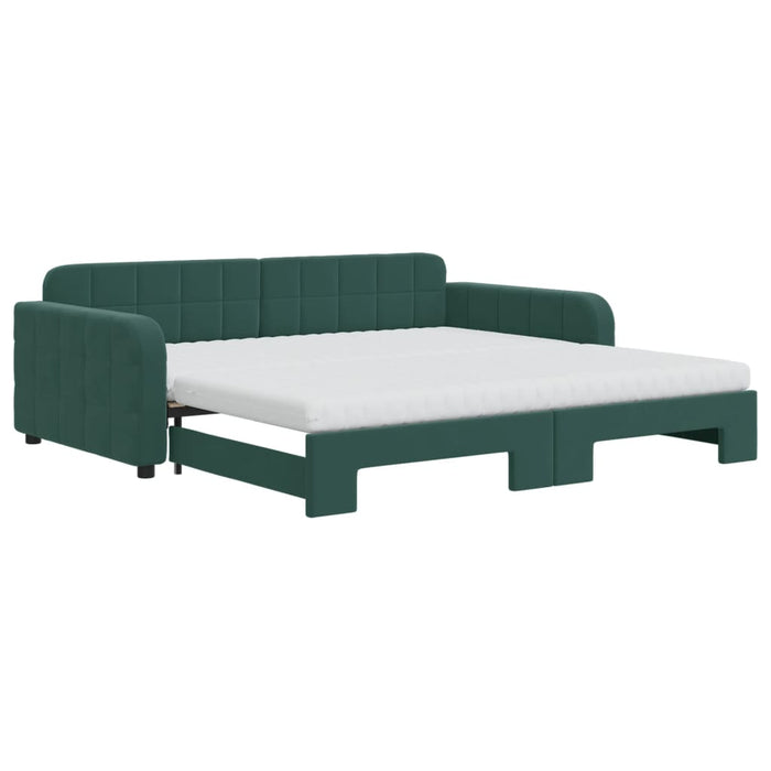 Divano Letto Estraibile Materassi Verde Scuro 100x200 Velluto 3196962