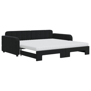 vidaXL Divano Letto Estraibile con Materassi Nero 100x200 cm Velluto