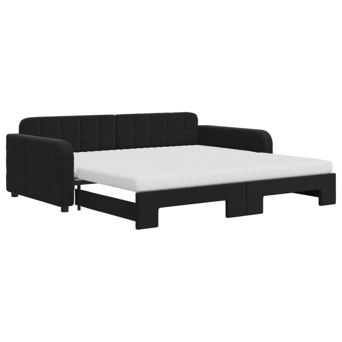 vidaXL Divano Letto Estraibile con Materassi Nero 100x200 cm Velluto