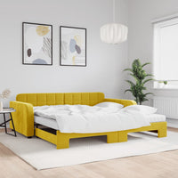 Divano Letto Estraibile con Materassi Giallo 100x200 cm Velluto 3196965