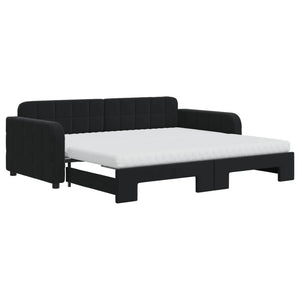 Divano Letto Estraibile con Materassi Nero 90x190 cm Velluto