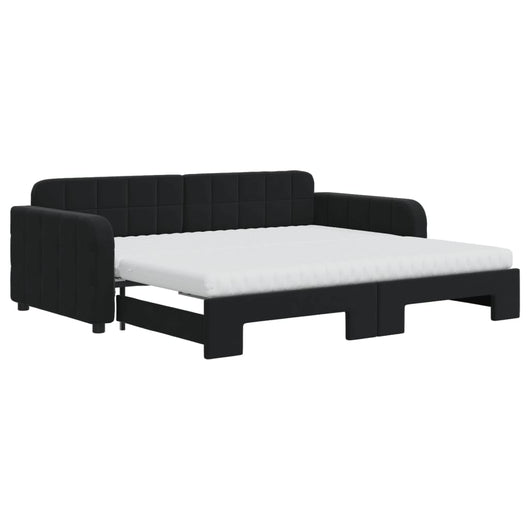 Divano Letto Estraibile con Materassi Nero 90x190 cm Velluto