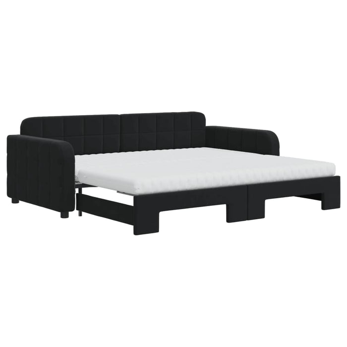 Divano Letto Estraibile con Materassi Nero 90x190 cm Velluto