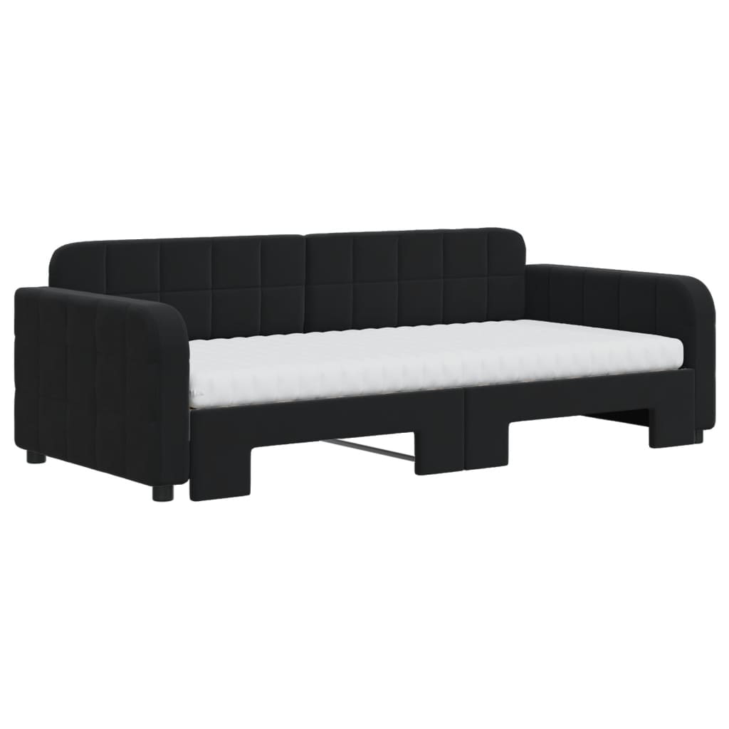 Divano Letto Estraibile con Materassi Nero 90x190 cm Velluto