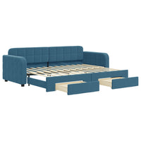 Divano Letto Estraibile con Cassetti Blu 80x200 cm in Velluto 3196969