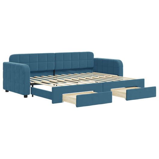 Divano Letto Estraibile con Cassetti Blu 80x200 cm in Vellutocod mxl 130699