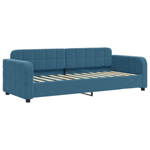 Divano Letto Estraibile con Cassetti Blu 80x200 cm in Velluto 3196969