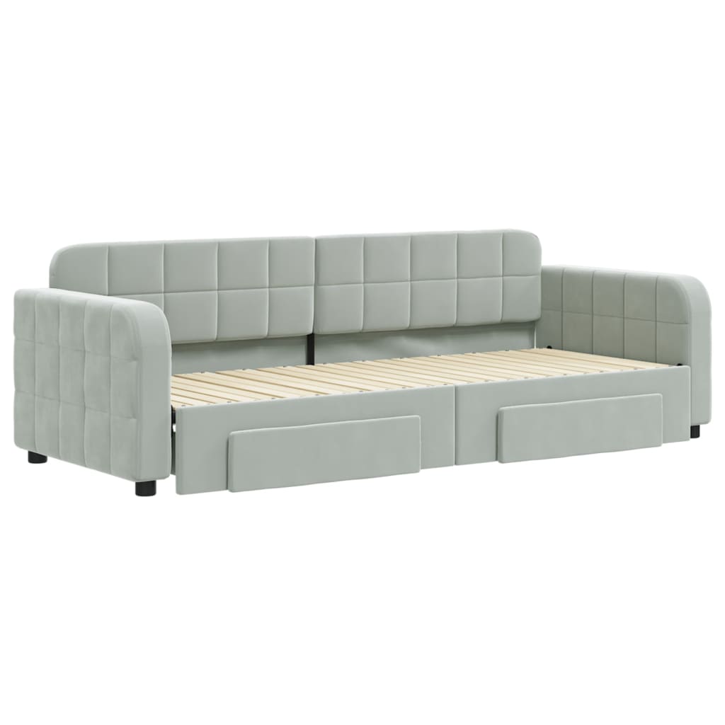 Divano Letto Estraibile Cassetti-Sofa Letto-Daybed Grigio Chiaro 80x200cm Velluto 295929