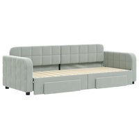 Divano Letto Estraibile Cassetti-Sofa Letto-Daybed Grigio Chiaro 80x200cm Velluto 295929