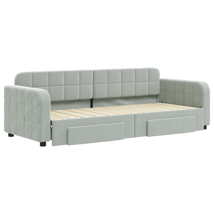 Divano Letto Estraibile Cassetti-Sofa Letto-Daybed Grigio Chiaro 80x200cm Velluto 295929