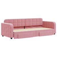 Divano Letto Estraibile con Cassetti Rosa 80x200 cm Velluto 3196973
