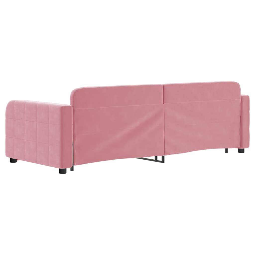 Divano Letto Estraibile con Cassetti Rosa 80x200 cm Velluto