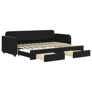 Divano Letto Estraibile con Cassetti Nero 80x200 cm in Vellutocod mxl 130700