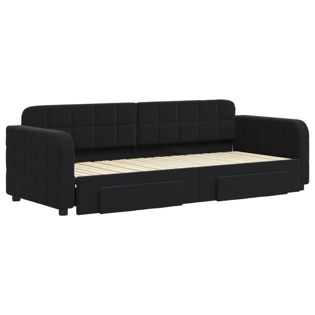 Divano Letto Estraibile con Cassetti Nero 80x200 cm in Vellutocod mxl 130700