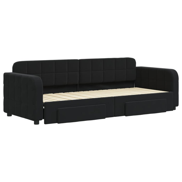 Divano Letto Estraibile con Cassetti Nero 80x200 cm in Vellutocod mxl 130700