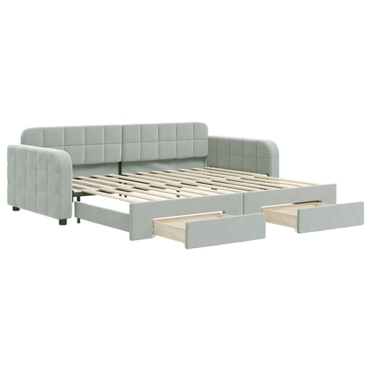 Divano Letto Estraibile Cassetti-Sofa Letto-Daybed Grigio Chiaro 90x200cm Velluto 556231