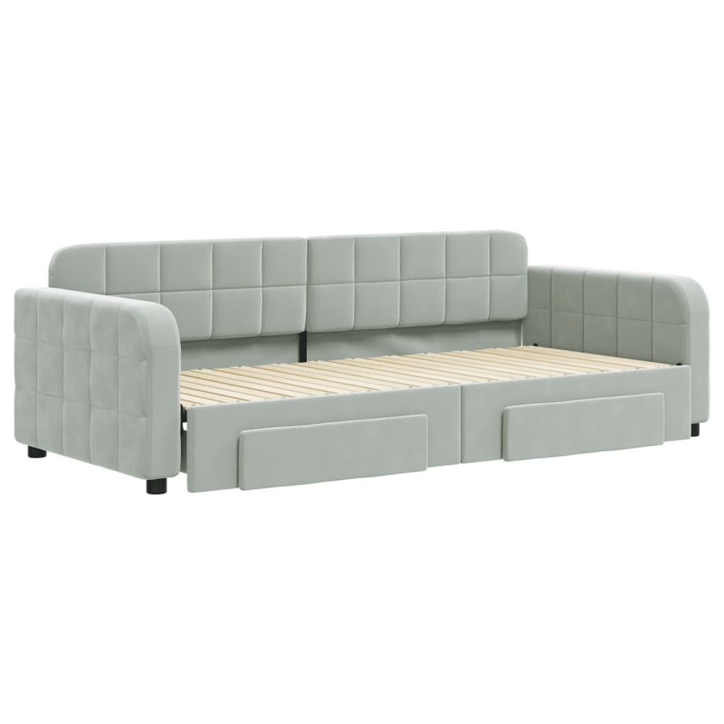 Divano Letto Estraibile Cassetti-Sofa Letto-Daybed Grigio Chiaro 90x200cm Velluto 556231
