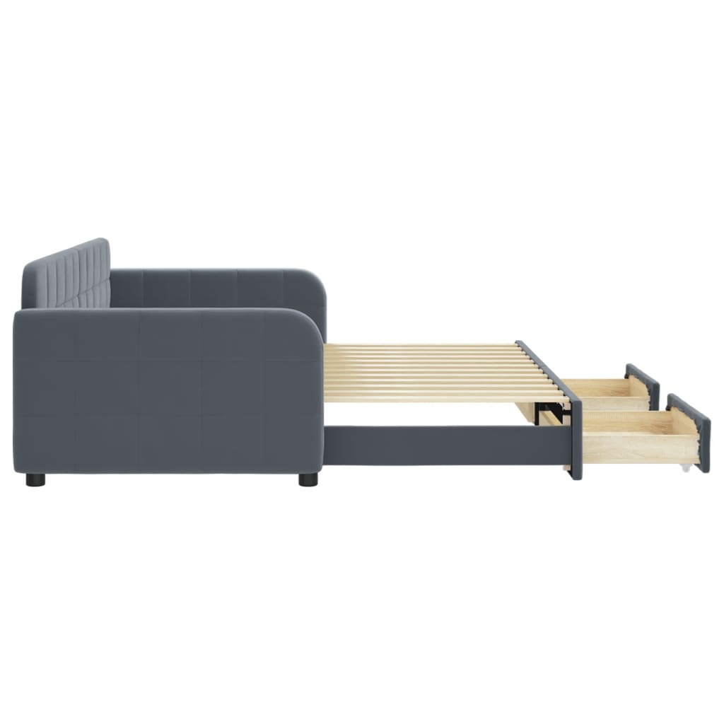Divano Letto Estraibile Cassetti Grigio Scuro 90x200cm Velluto 3196978
